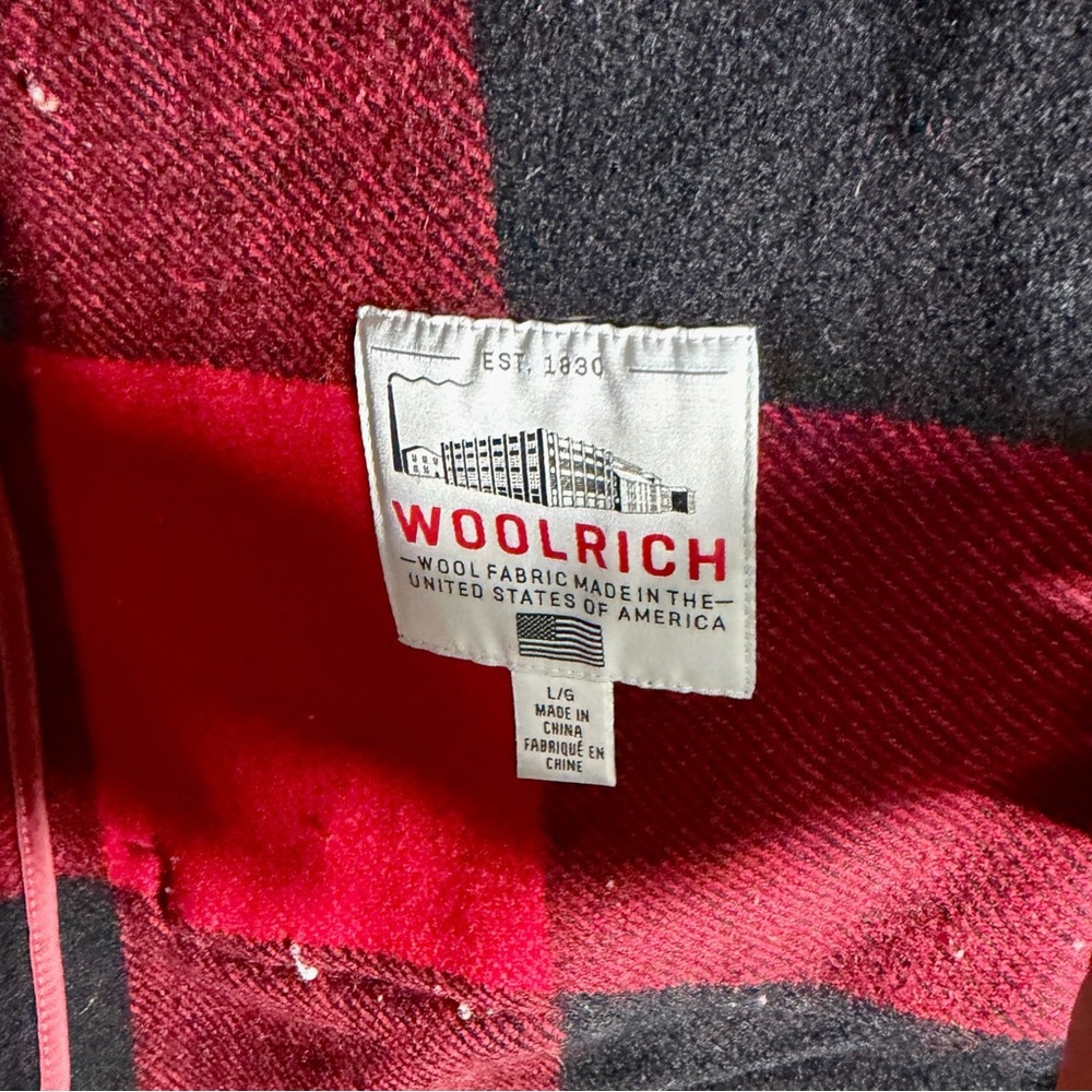 Woolrich Giant Buffalo Plaid Jacket Coat Wool Red‎ Black Full Zip Women’s Large - Picture 4 of 6